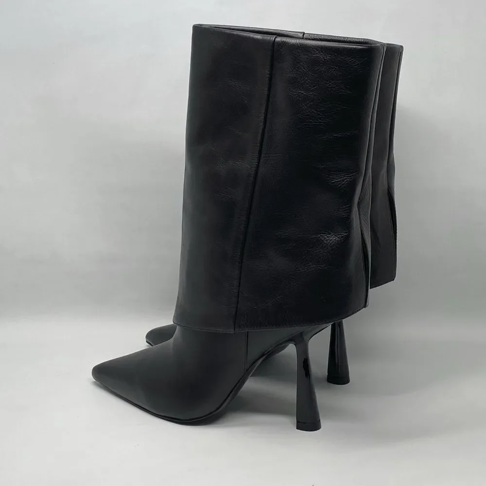 Black Suede Studio Cecille Leather Ankle Boots size 39